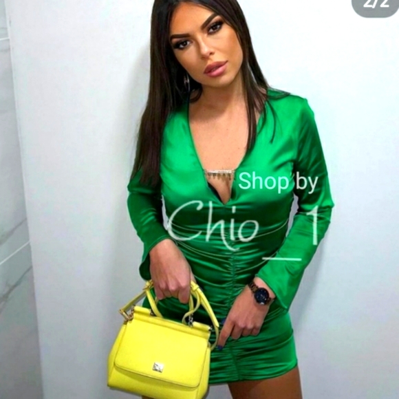 ZARA FEW ITEMS LEFT JEWEL TRIM DRAPED DRESS color green Bloggers favorite - Picture 2 of 12